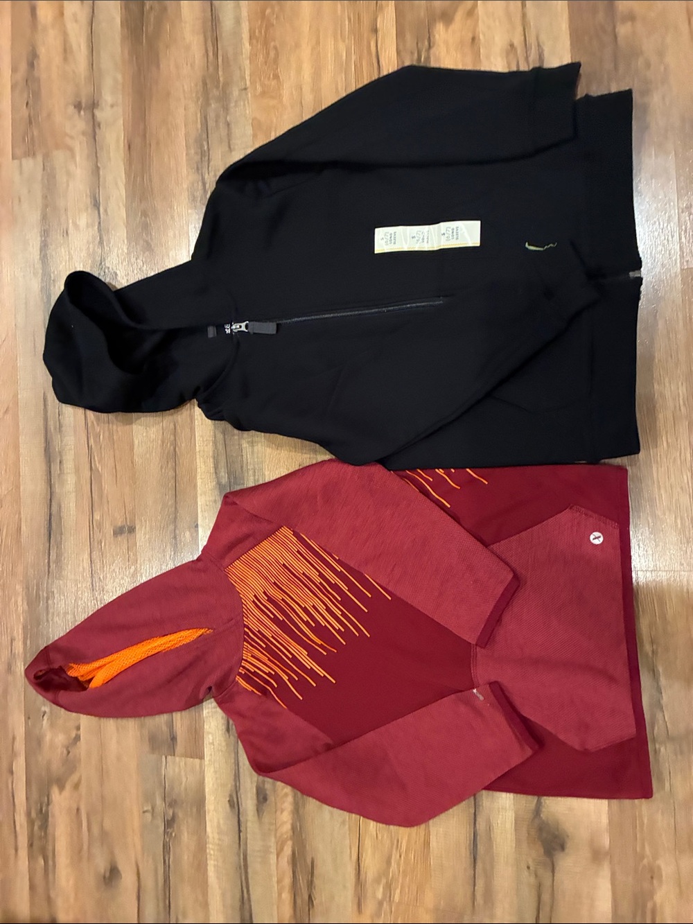 Xersion Kids Jackets & Sweatshirt - Black and Burgundy with Orange Accent